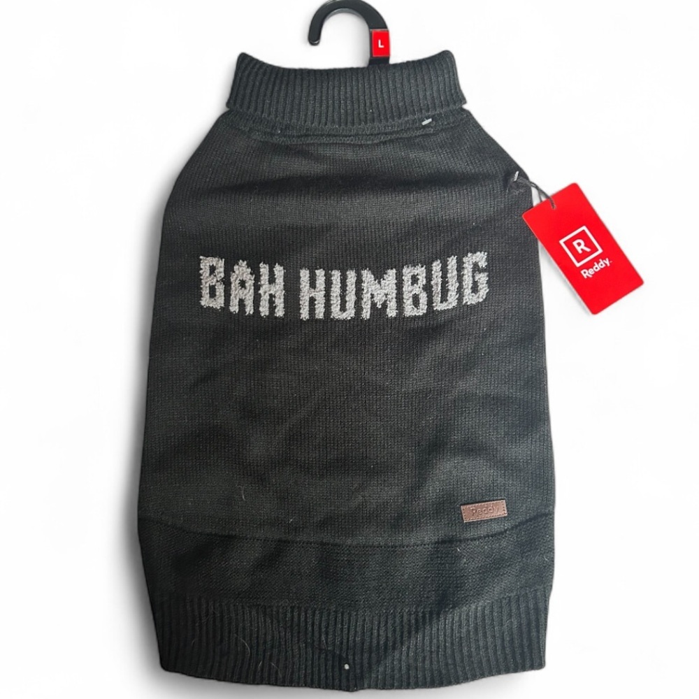 New Reddy Bah Humbug dog sweater L